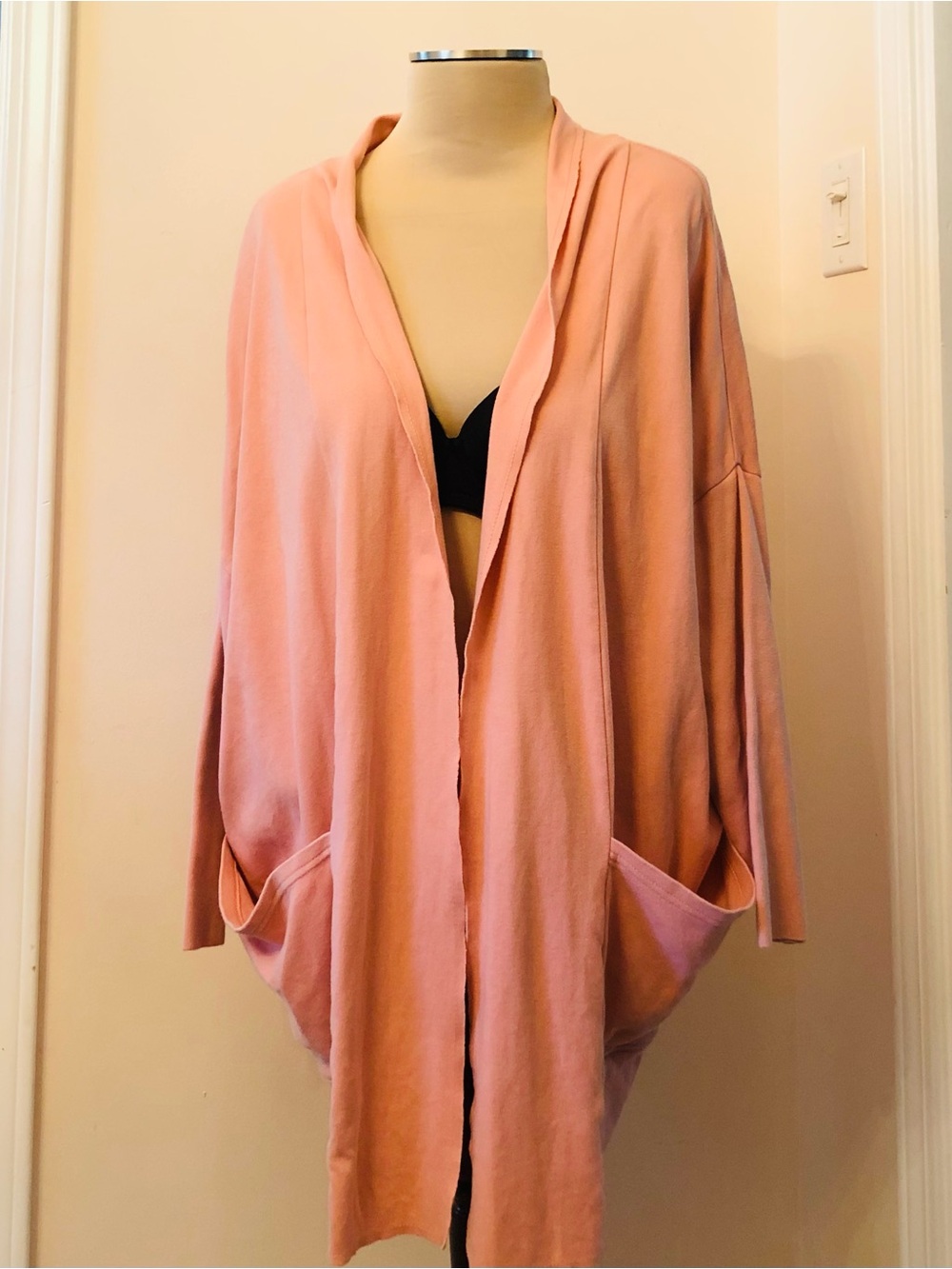 PACT Organic Cotton Airplane Drape Cardigan Dusty Pink Sand Oversized XL XXL EUC